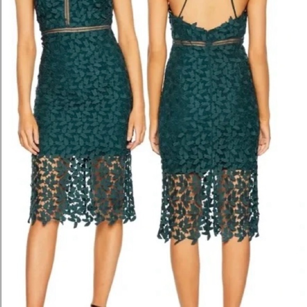 Elegant Teal Lace Midi Dress